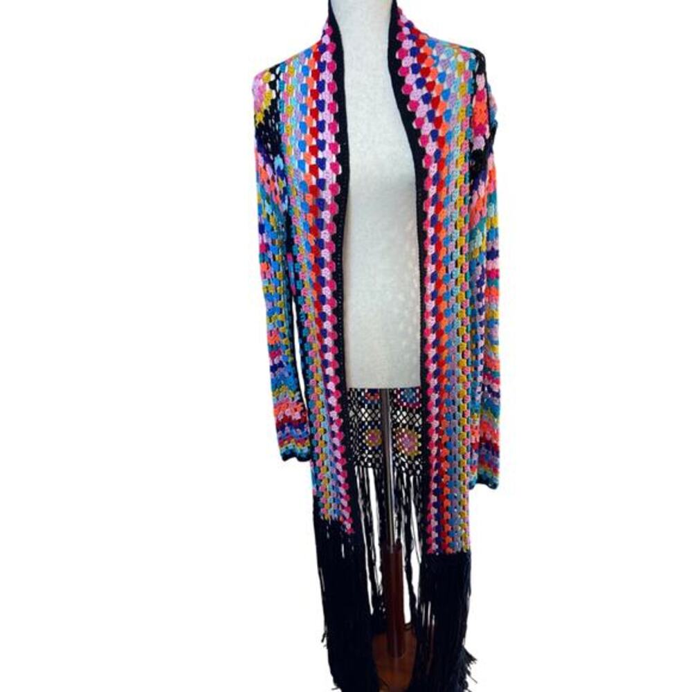 Crochet fringe‎ cardigan